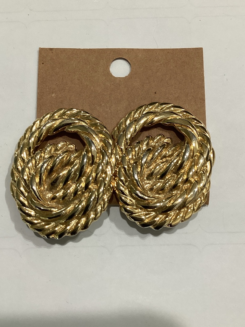 Classic Gold Rope Circle Statement clip on Earrings - Women Jewelry